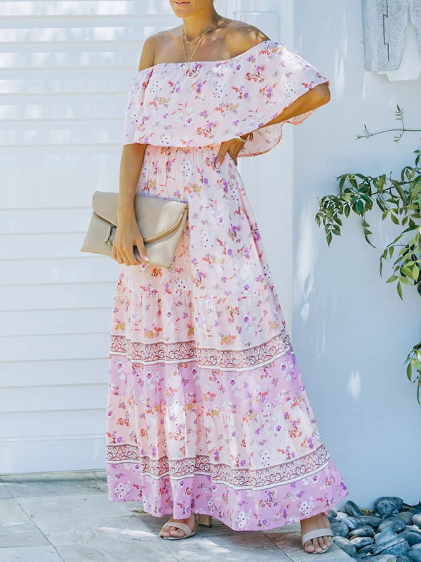 Felicity floral off-shoulder tiered maxi dress