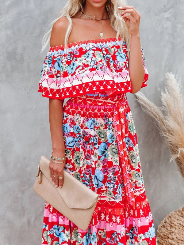 Felicity floral off-shoulder tiered maxi dress