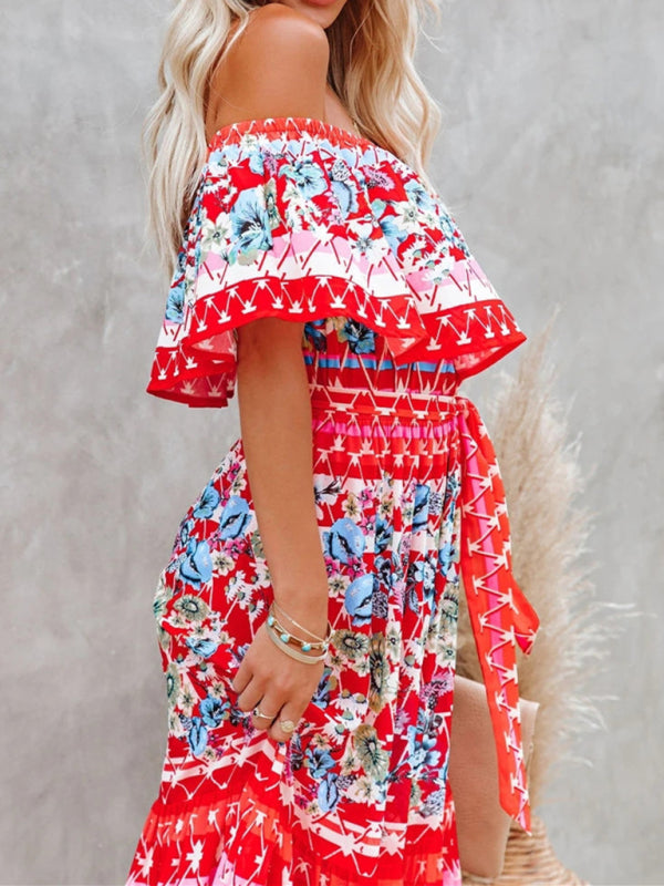 Felicity floral off-shoulder tiered maxi dress