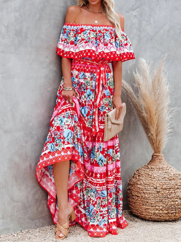 Felicity floral off-shoulder tiered maxi dress