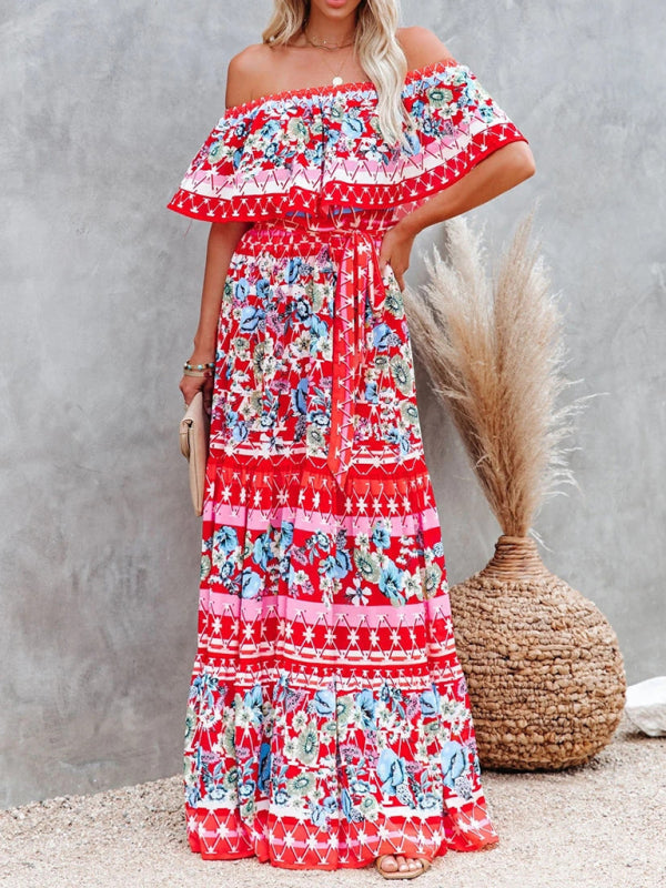 Felicity floral off-shoulder tiered maxi dress