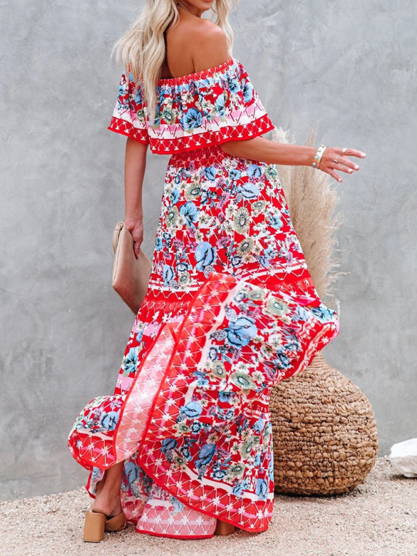 Felicity floral off-shoulder tiered maxi dress