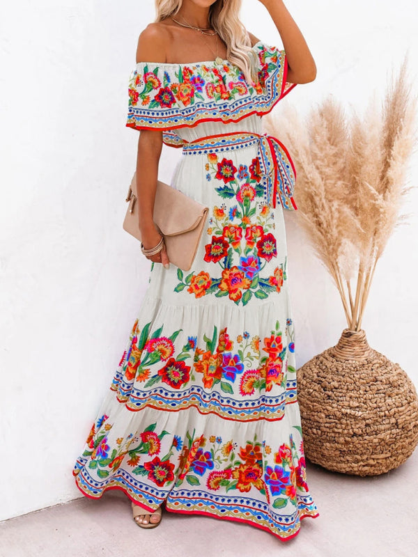 Felicity floral off-shoulder tiered maxi dress