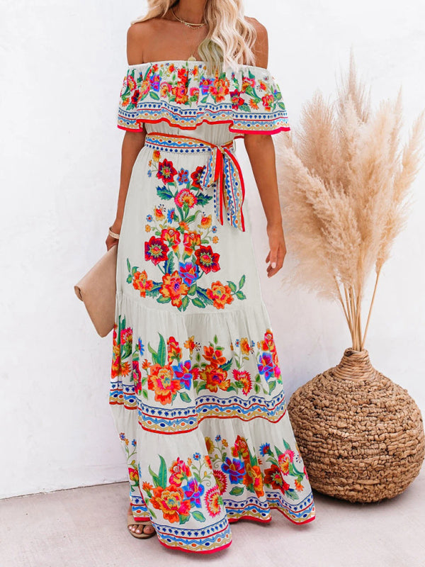 Felicity floral off-shoulder tiered maxi dress