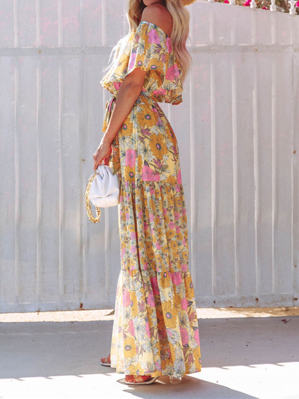 Felicity floral off-shoulder tiered maxi dress