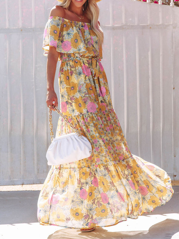 Felicity floral off-shoulder tiered maxi dress