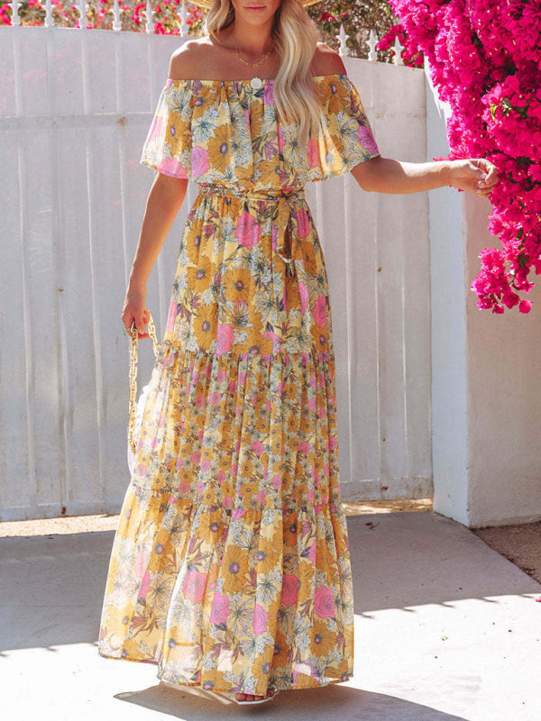 Felicity floral off-shoulder tiered maxi dress