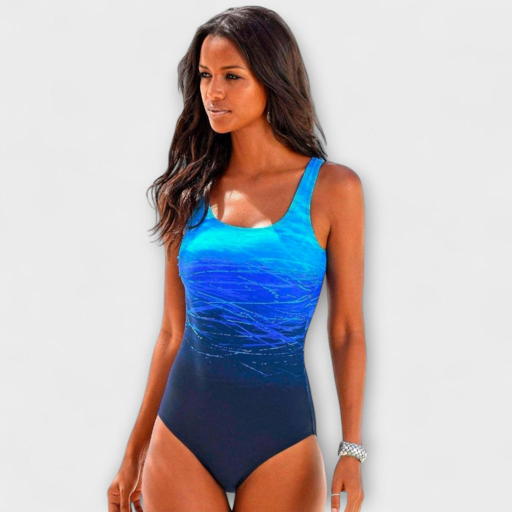Silke scoop-neck cross-back ombre one-piece swimsuit