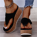 Cork Wedge Thong Sandals | Women's Buckle Platform Sandals