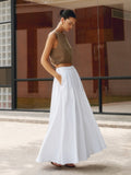 Noor high-waisted pleated a-line maxi skirt