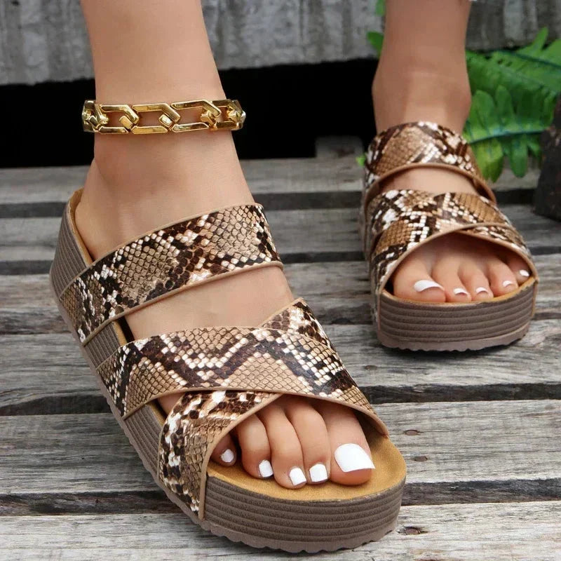 Darcey Woven Cross-Strap Sandals | Women's Cushioned Wedge Sandals