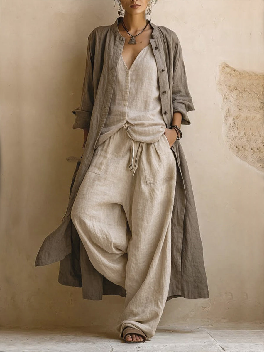 Cordelia layered three-piece duster set