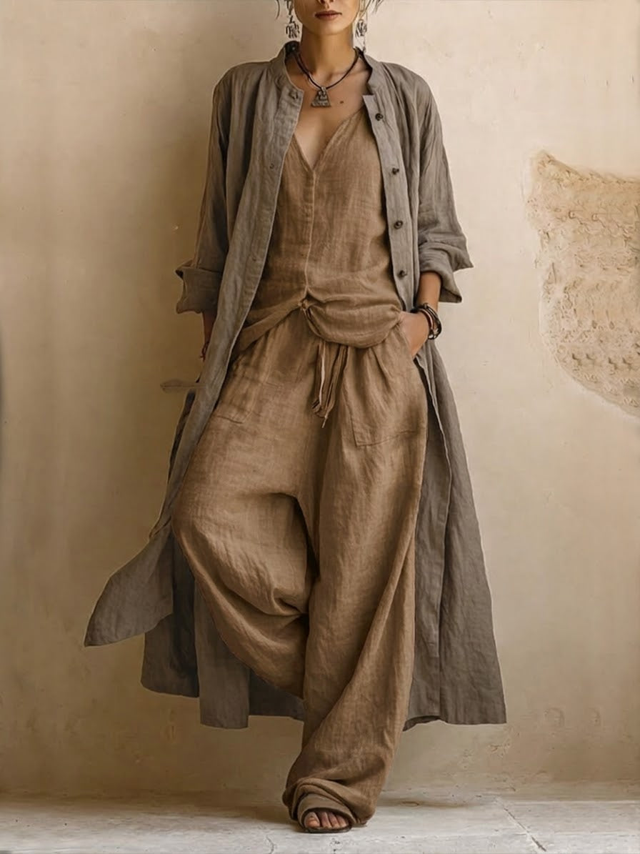 Cordelia layered three-piece duster set