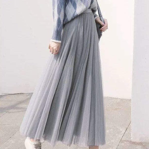 Xanthe high-waisted pleated tulle maxi skirt