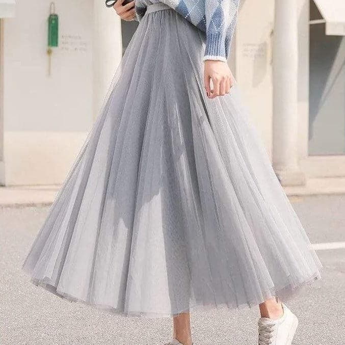 Xanthe high-waisted pleated tulle maxi skirt