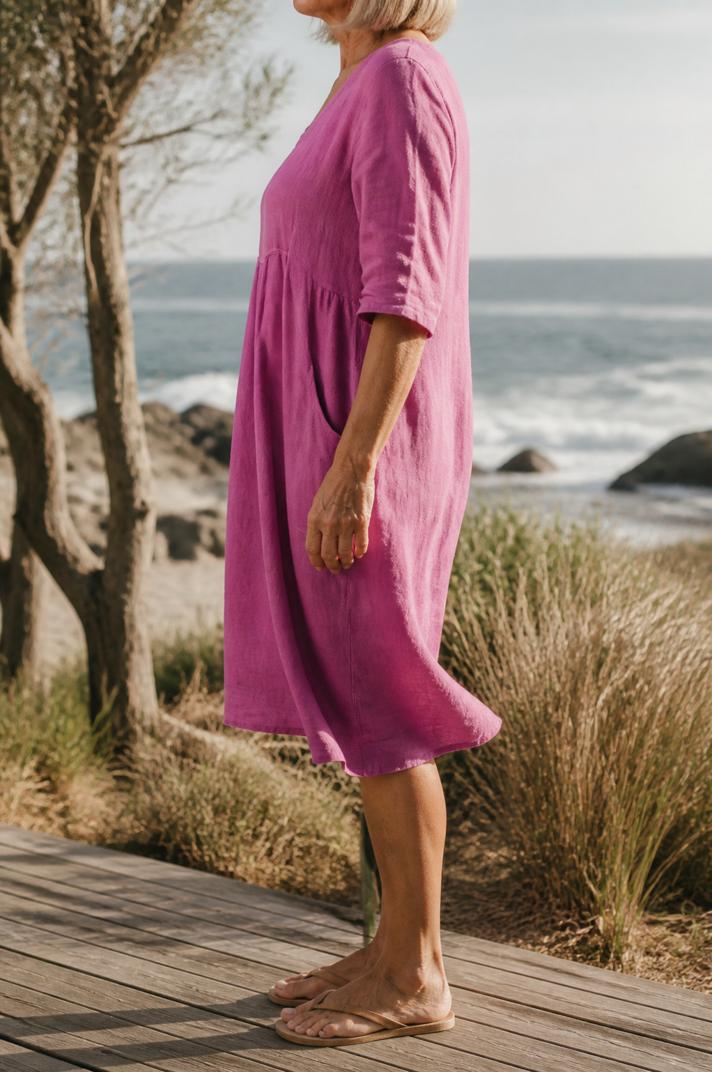 Delphine Linen Midi Dress | Women's Everyday Summer Shift