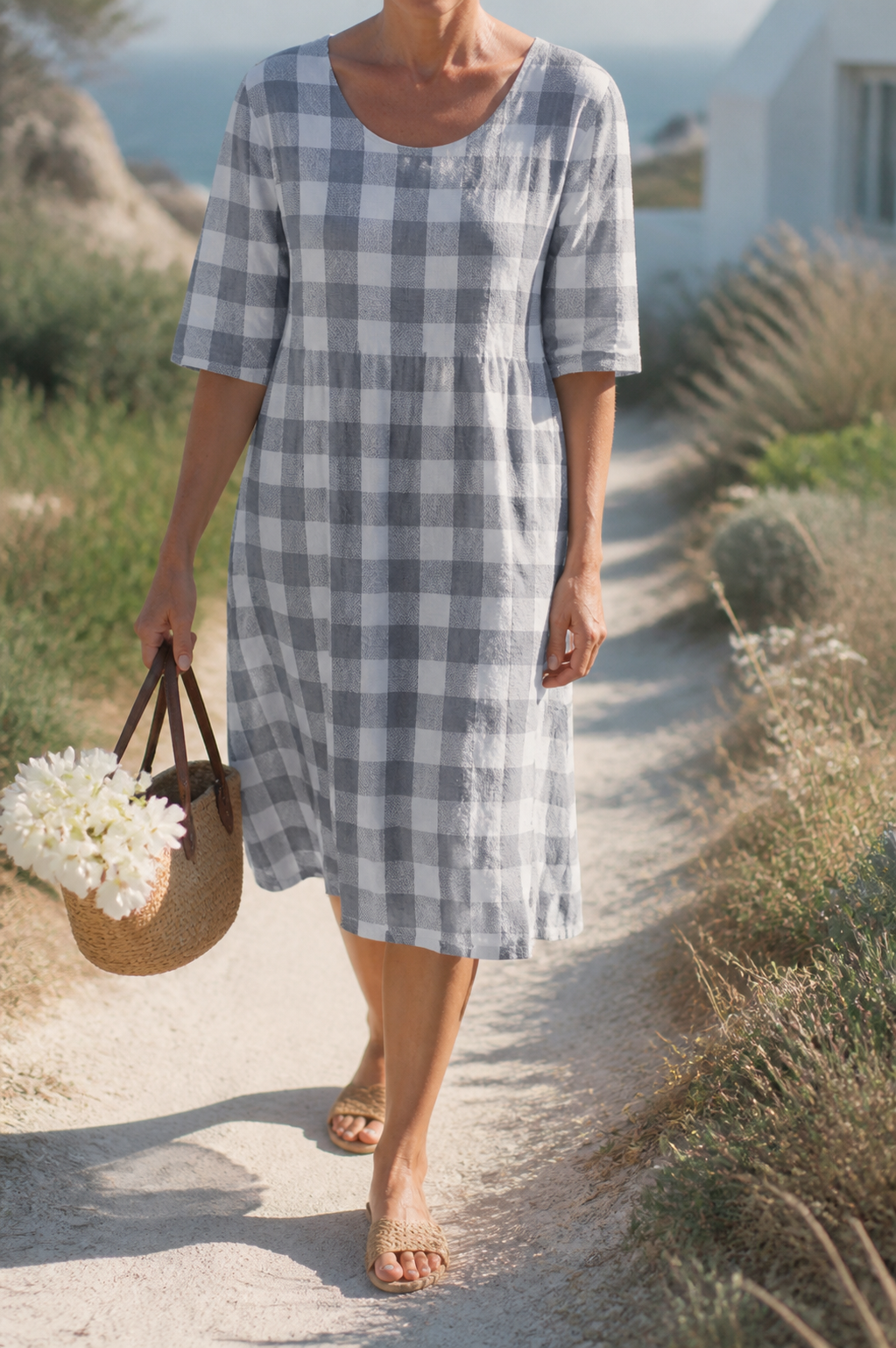Delphine Linen Midi Dress | Women's Everyday Summer Shift