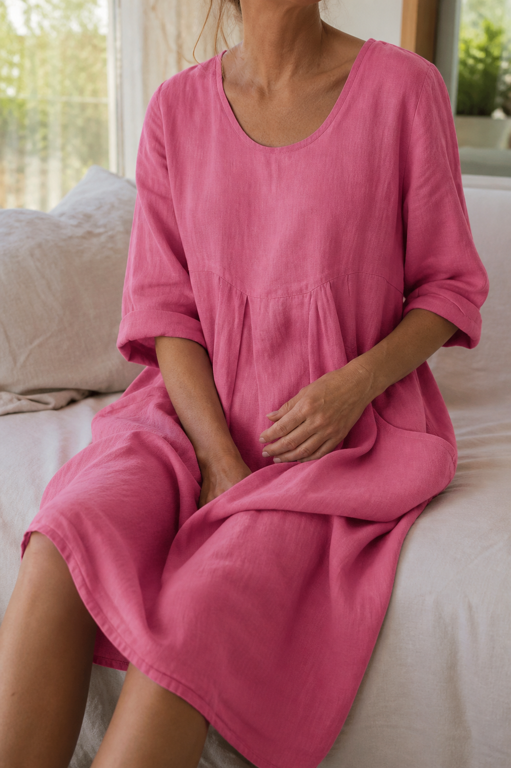 Delphine Linen Midi Dress | Women's Everyday Summer Shift