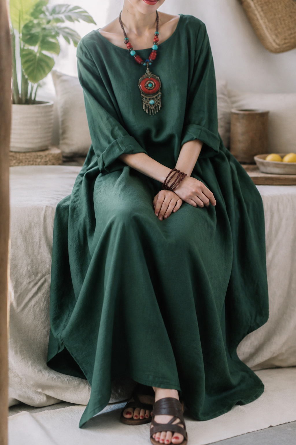 Ondine Linen Maxi Dress | Women's Summer Occasion Gown