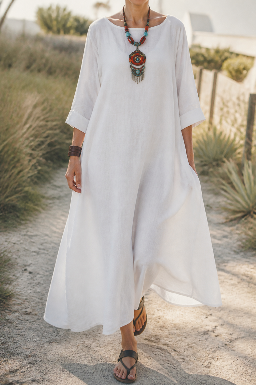 Ondine Linen Maxi Dress | Women's Summer Occasion Gown