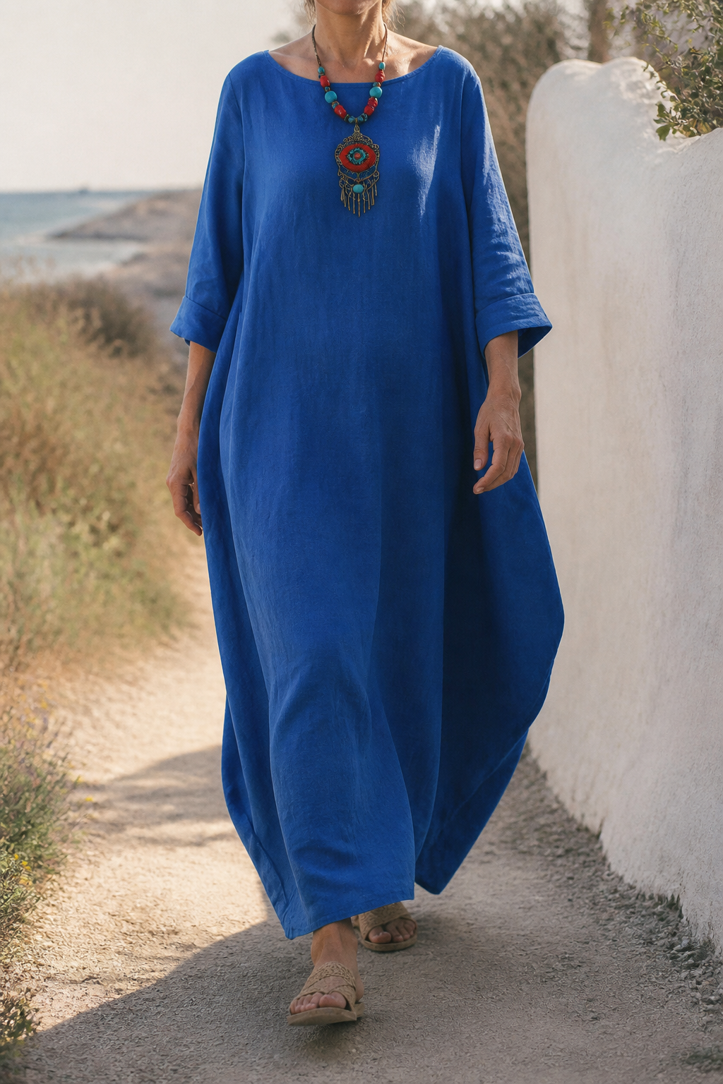 Ondine Linen Maxi Dress | Women's Summer Occasion Gown