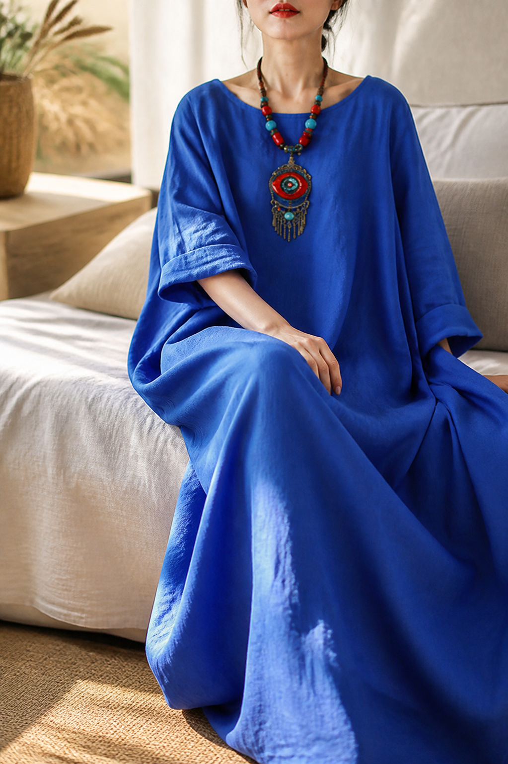 Ondine Linen Maxi Dress | Women's Summer Occasion Gown