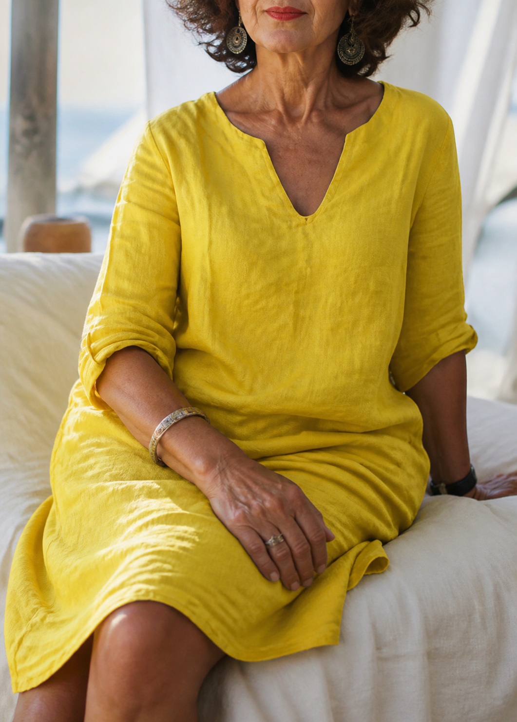 Aria Linen Midi Dress | Women's Everyday Summer Shift