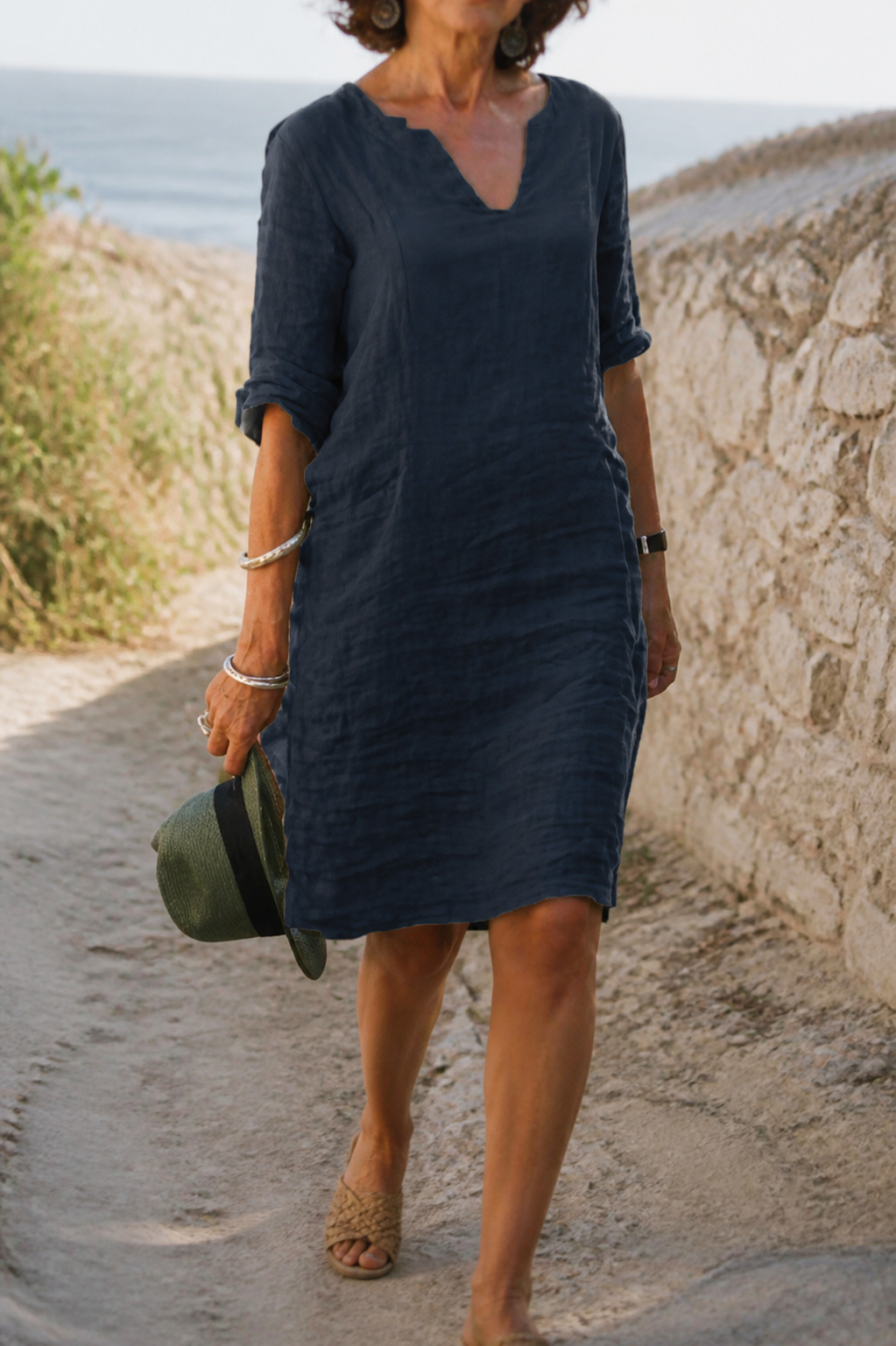 Aria Linen Midi Dress | Women's Everyday Summer Shift