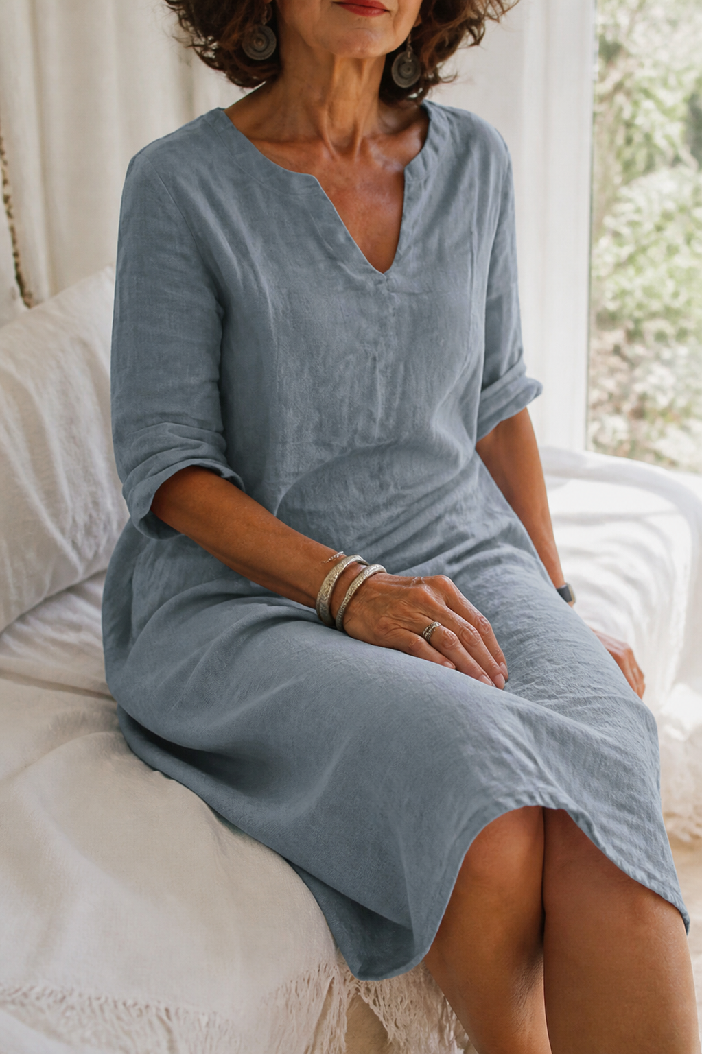 Aria Linen Midi Dress | Women's Everyday Summer Shift