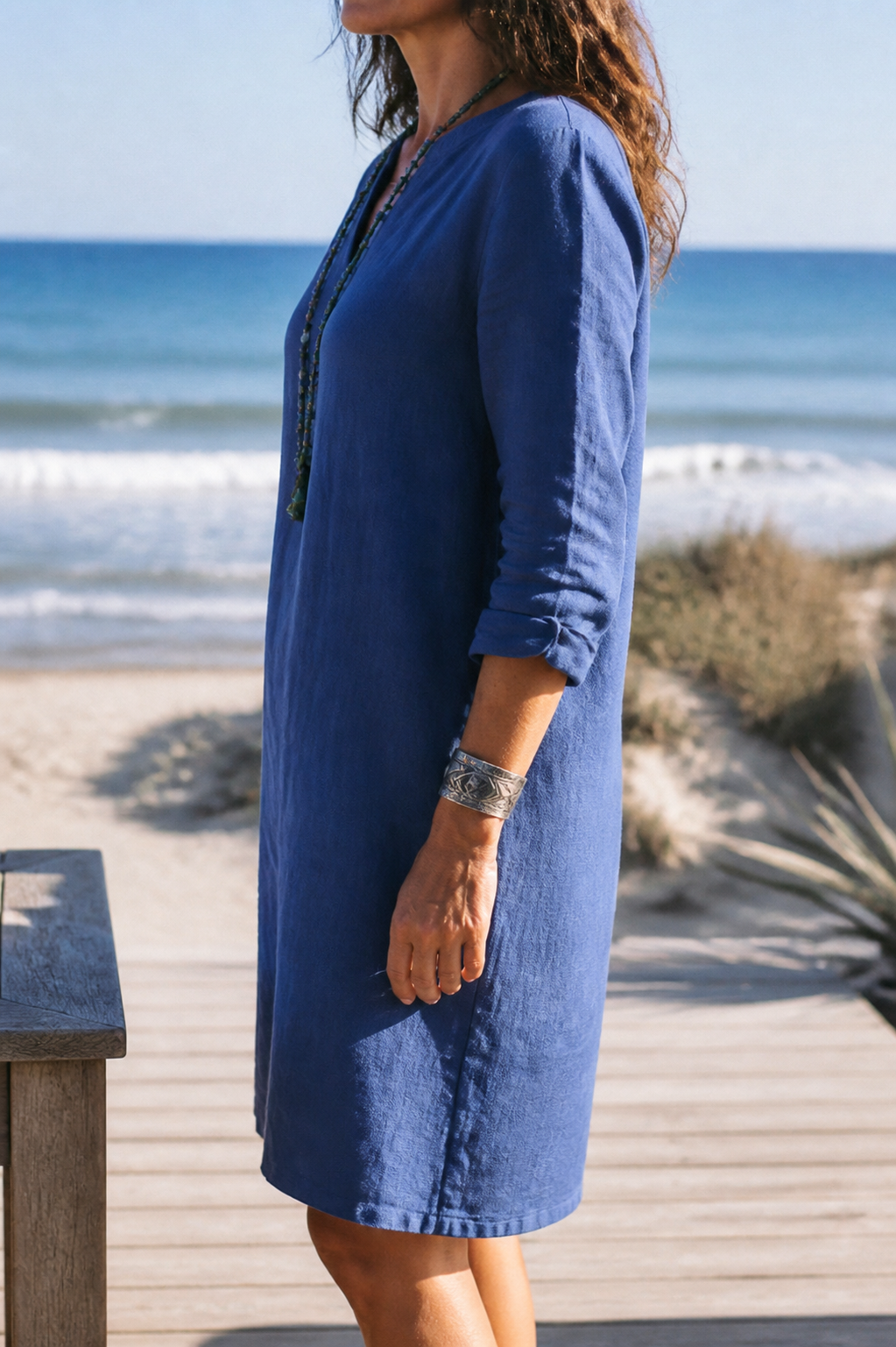 Aria Linen Midi Dress | Women's Everyday Summer Shift