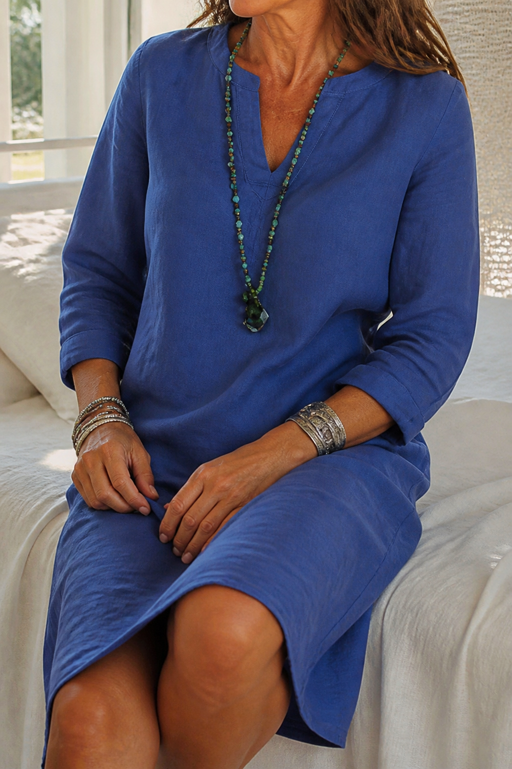 Aria Linen Midi Dress | Women's Everyday Summer Shift