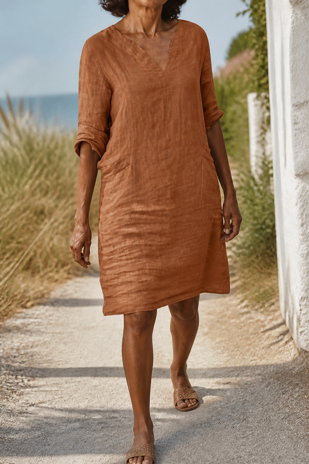 Aria Linen Midi Dress | Women's Everyday Summer Shift