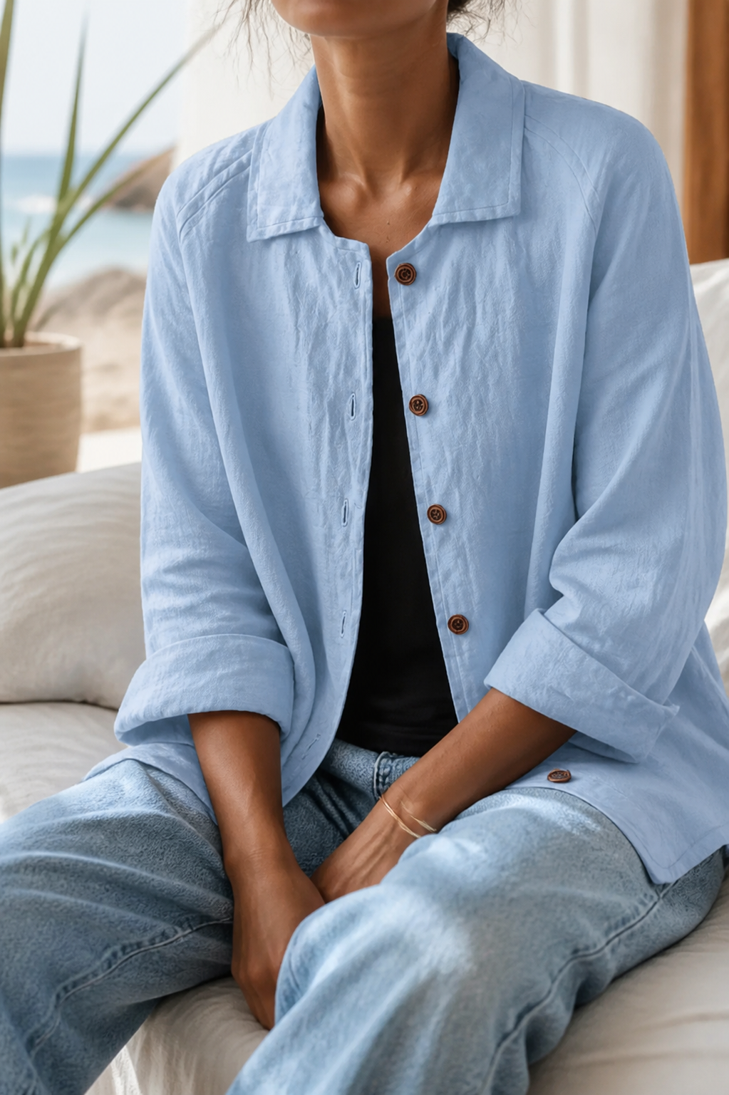 Poppy Relaxed Shirt | Women's Everyday Cotton Button-Up Top