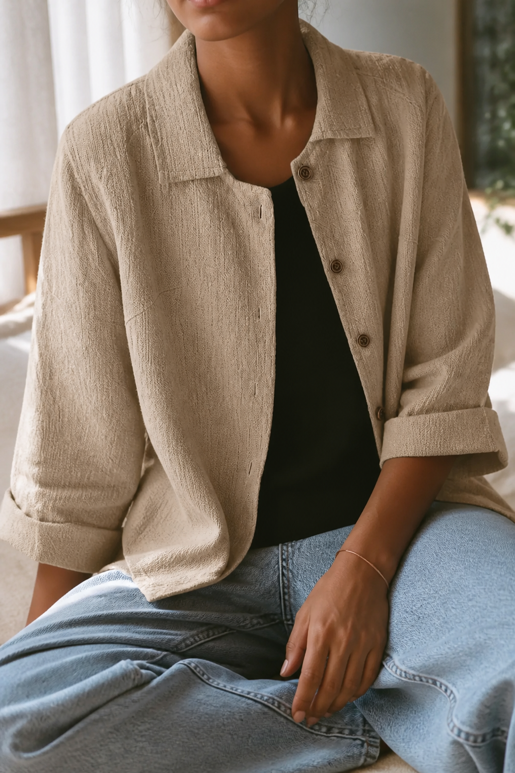 Poppy Relaxed Shirt | Women's Everyday Cotton Button-Up Top