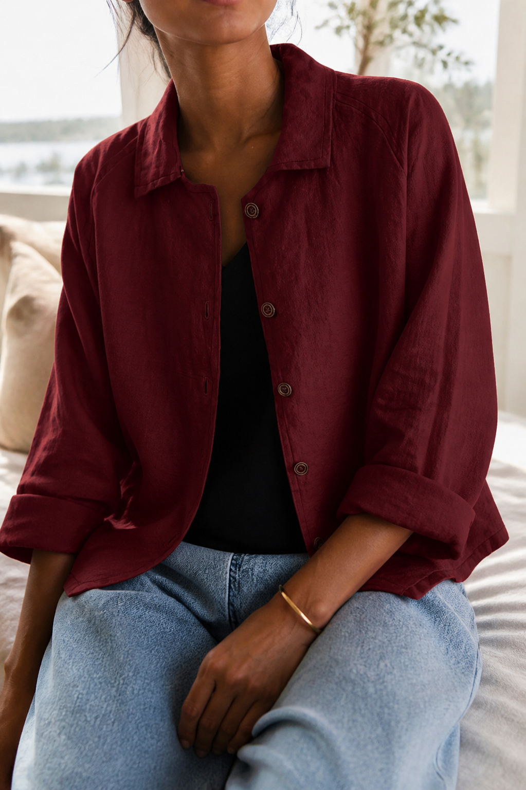 Poppy Relaxed Shirt | Women's Everyday Cotton Button-Up Top