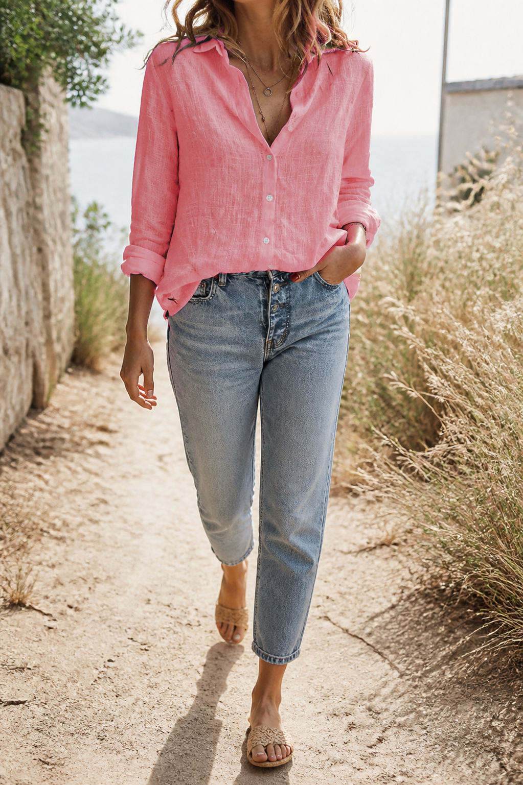 Colette Long-Sleeve Shirt | Women's Relaxed Linen Button-Up Top