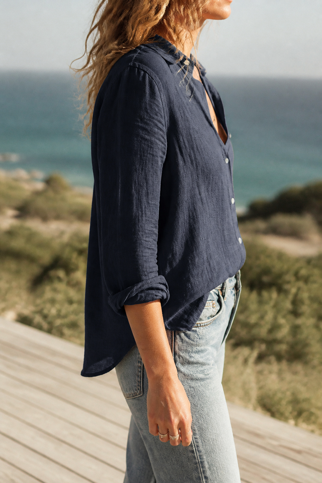 Colette Long-Sleeve Shirt | Women's Relaxed Linen Button-Up Top