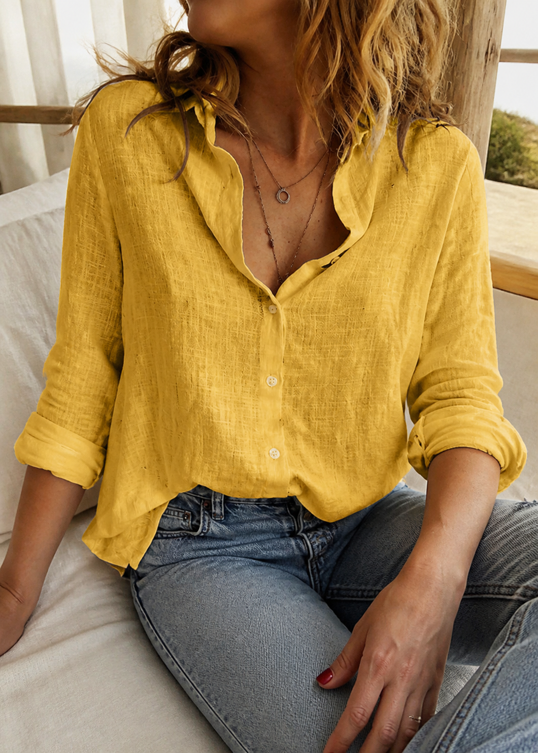 Colette Long-Sleeve Shirt | Women's Relaxed Linen Button-Up Top