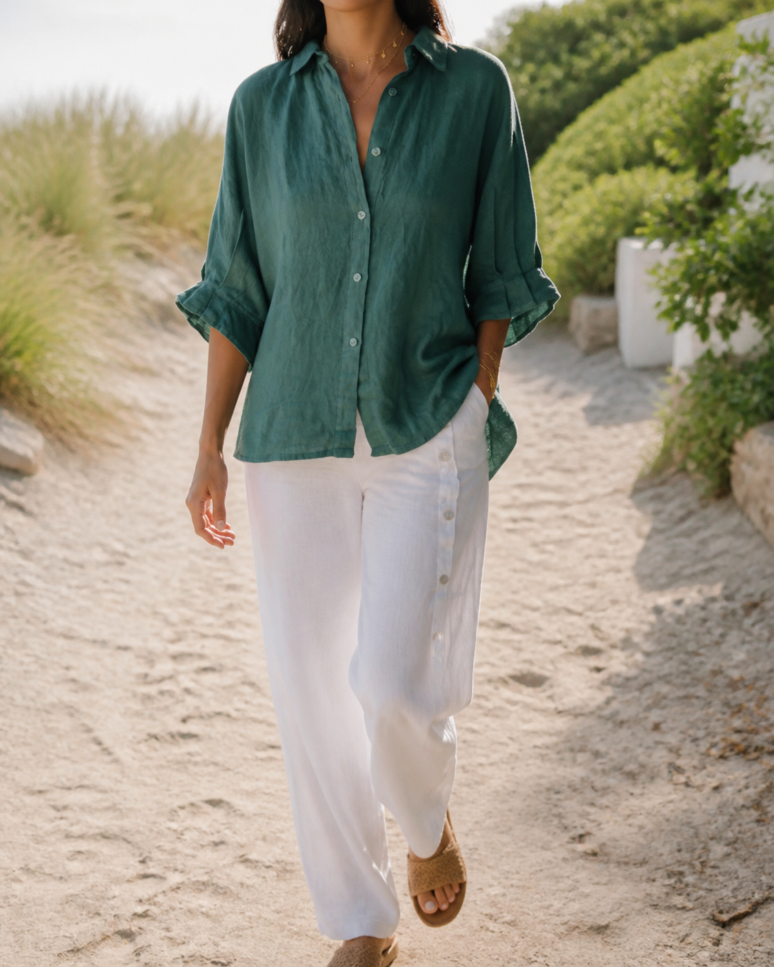 Frankie Long-Sleeve Shirt | Women's Relaxed Linen Button-Up Top