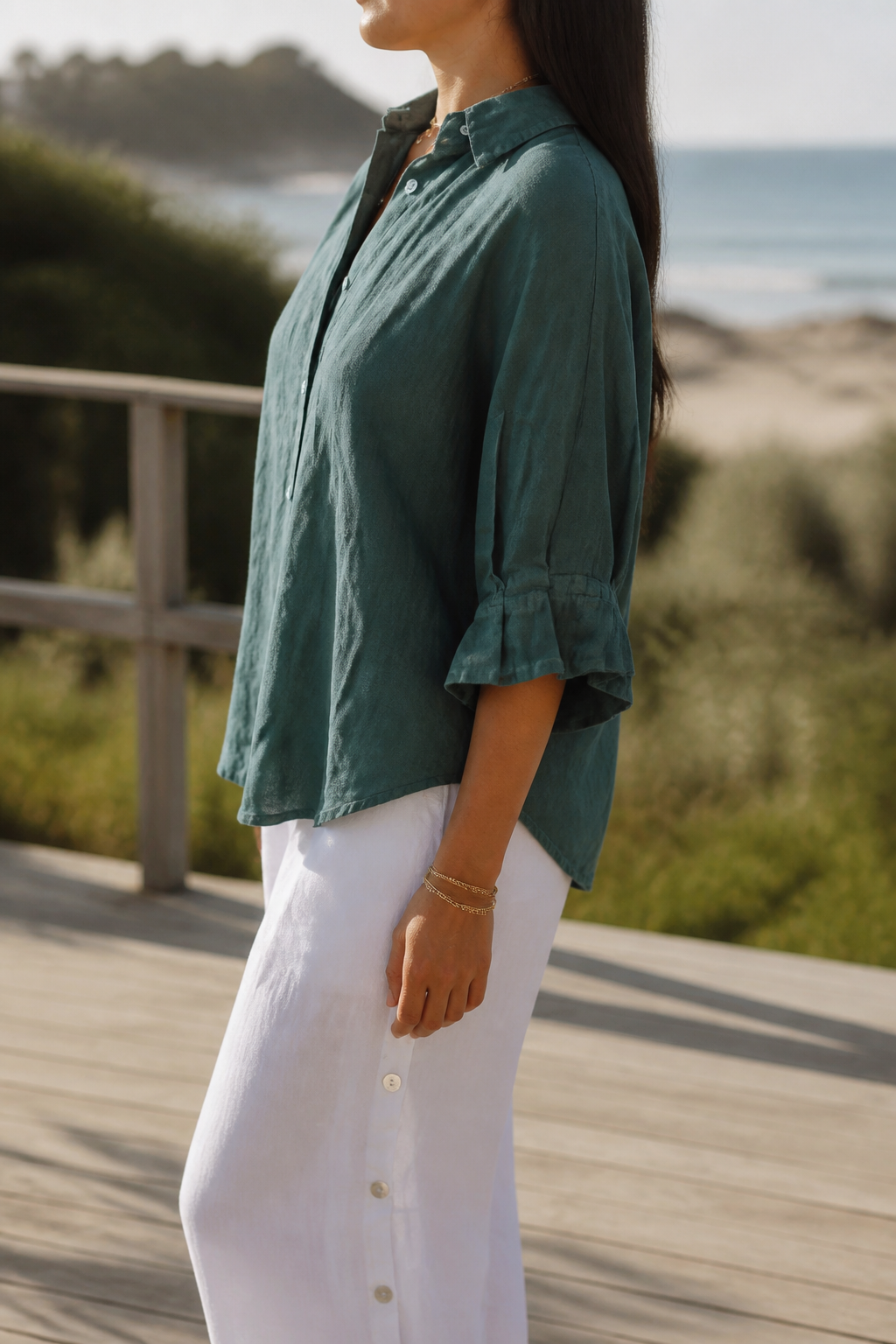 Frankie Long-Sleeve Shirt | Women's Relaxed Linen Button-Up Top