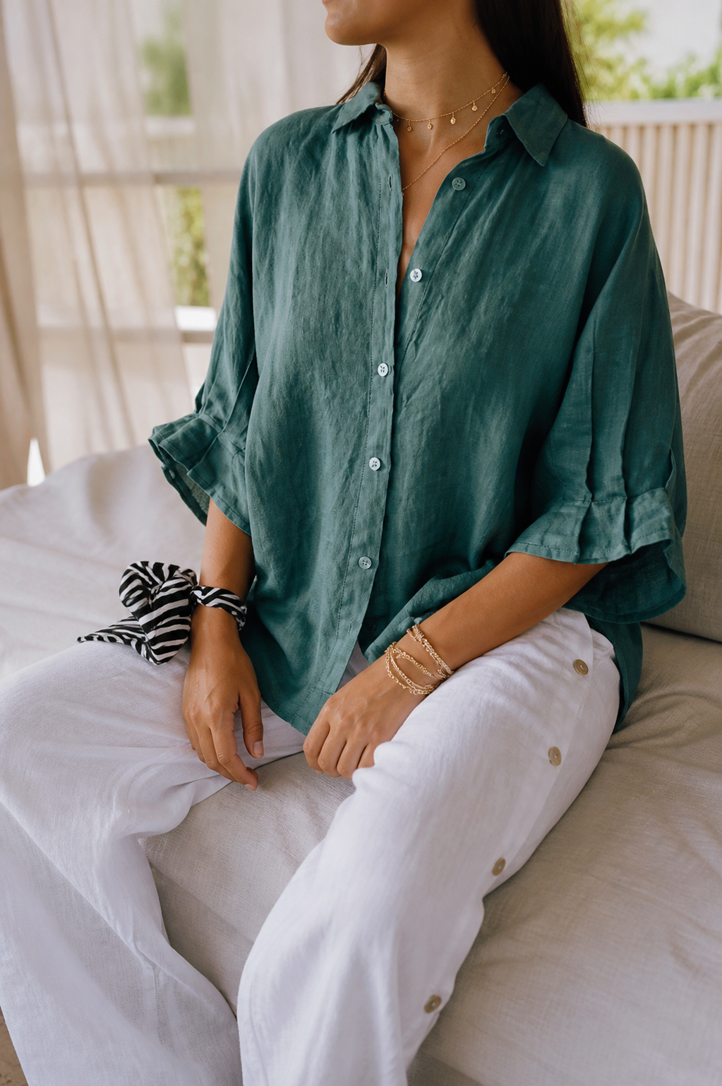 Frankie Long-Sleeve Shirt | Women's Relaxed Linen Button-Up Top