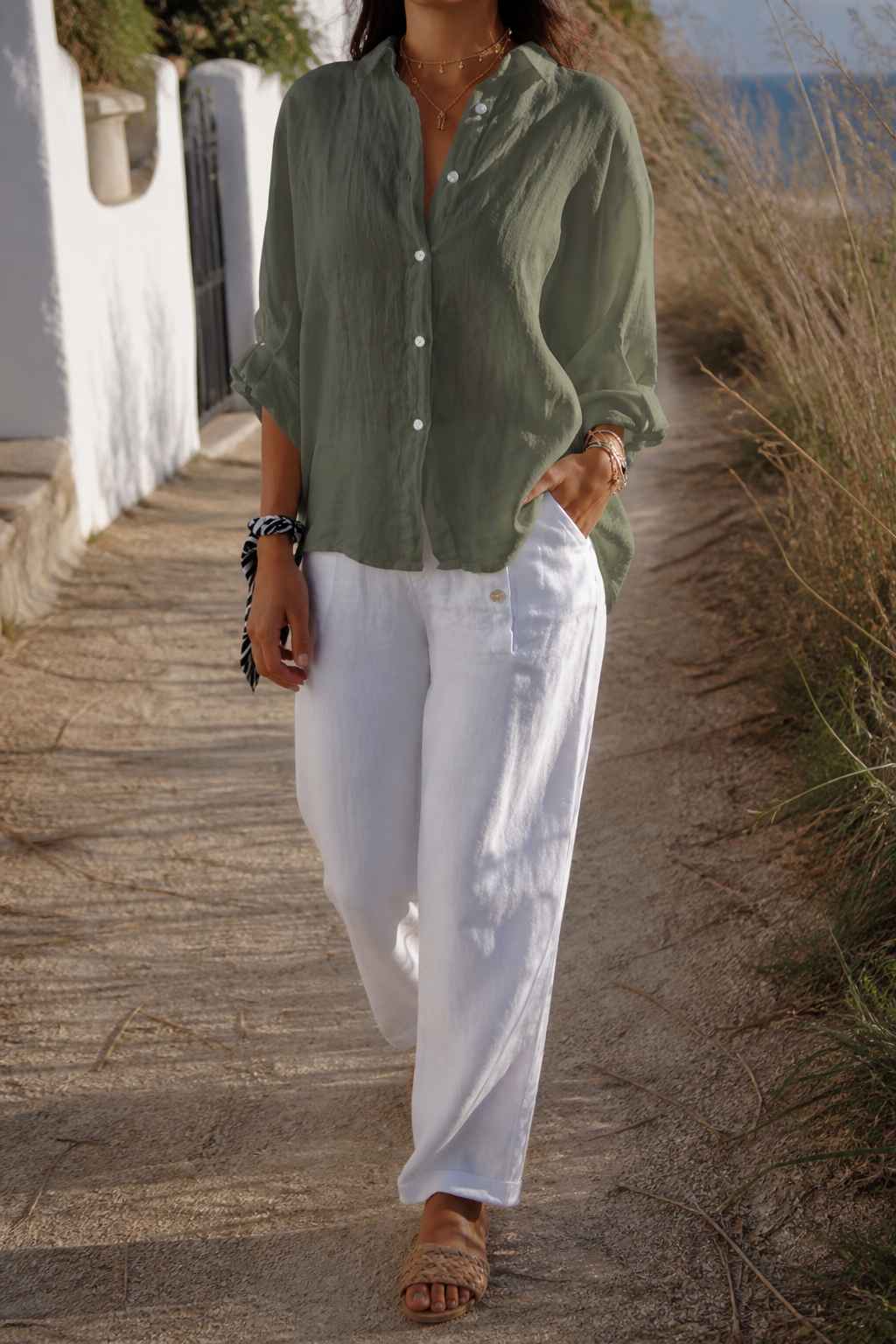 Frankie Long-Sleeve Shirt | Women's Relaxed Linen Button-Up Top