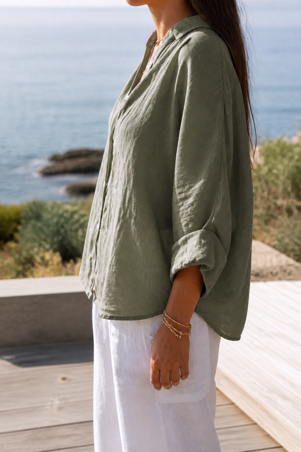 Frankie Long-Sleeve Shirt | Women's Relaxed Linen Button-Up Top
