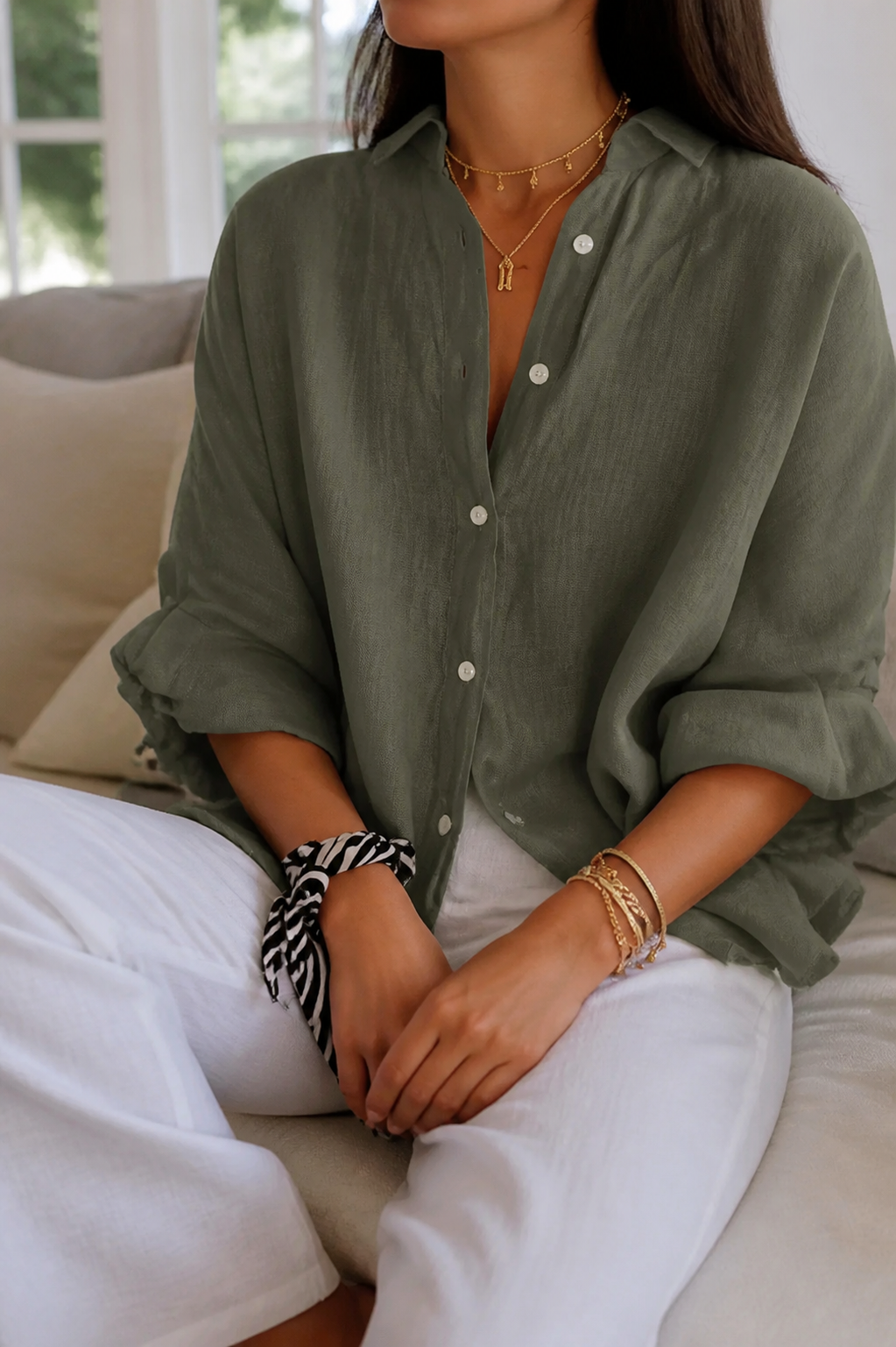 Frankie Long-Sleeve Shirt | Women's Relaxed Linen Button-Up Top