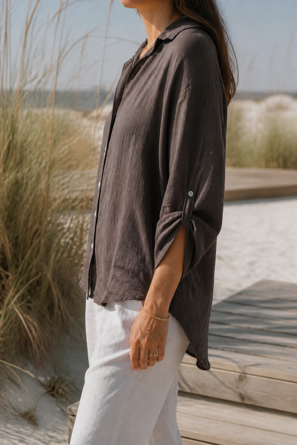 Frankie Long-Sleeve Shirt | Women's Relaxed Linen Button-Up Top