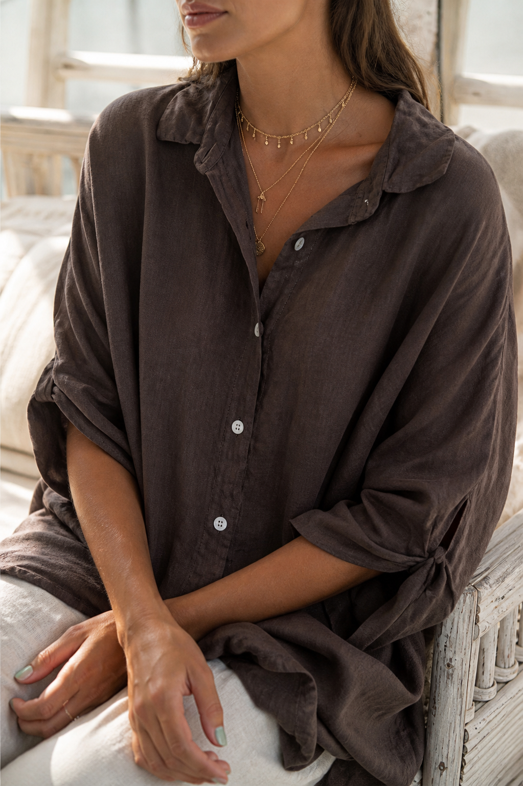 Frankie Long-Sleeve Shirt | Women's Relaxed Linen Button-Up Top