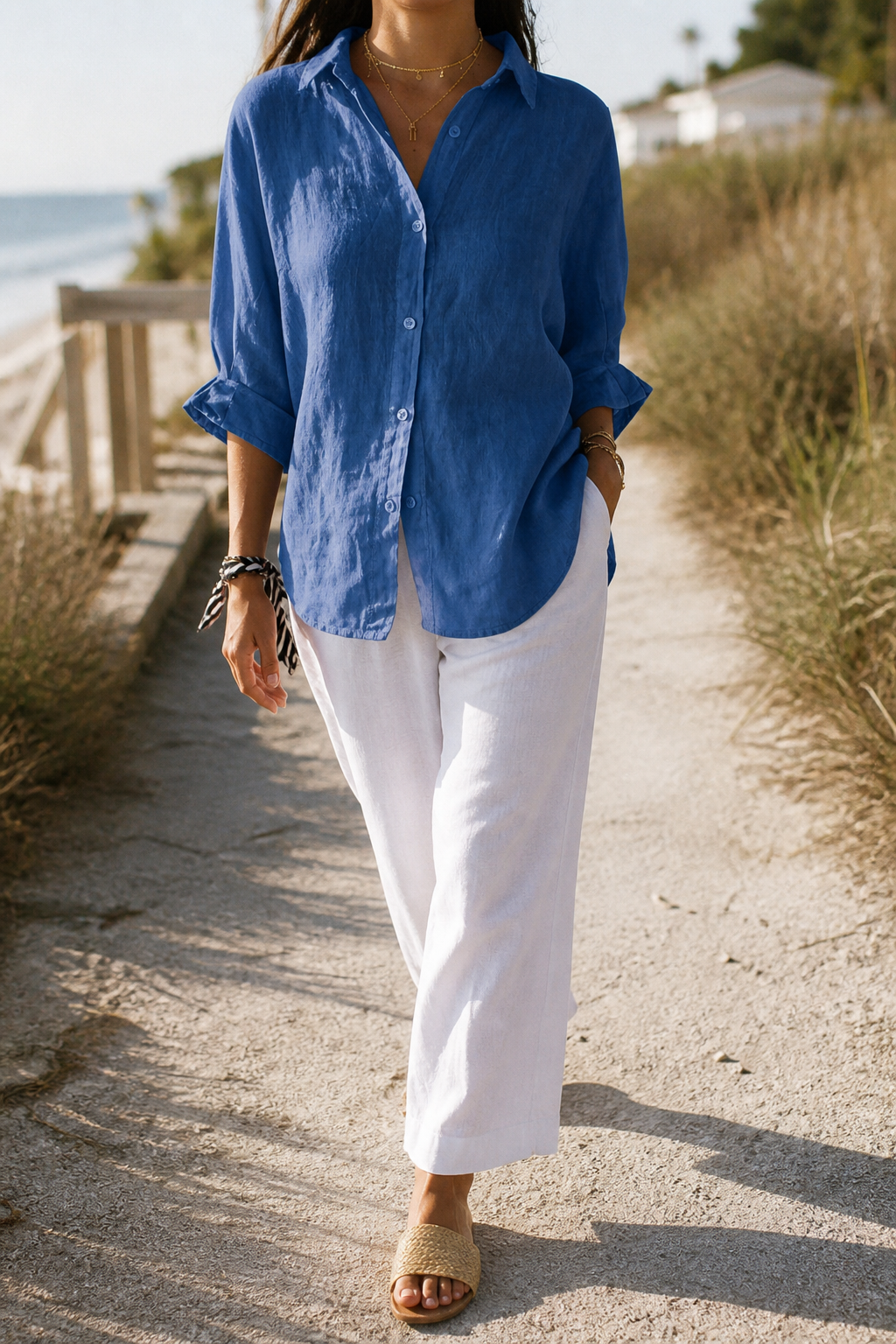 Frankie Long-Sleeve Shirt | Women's Relaxed Linen Button-Up Top