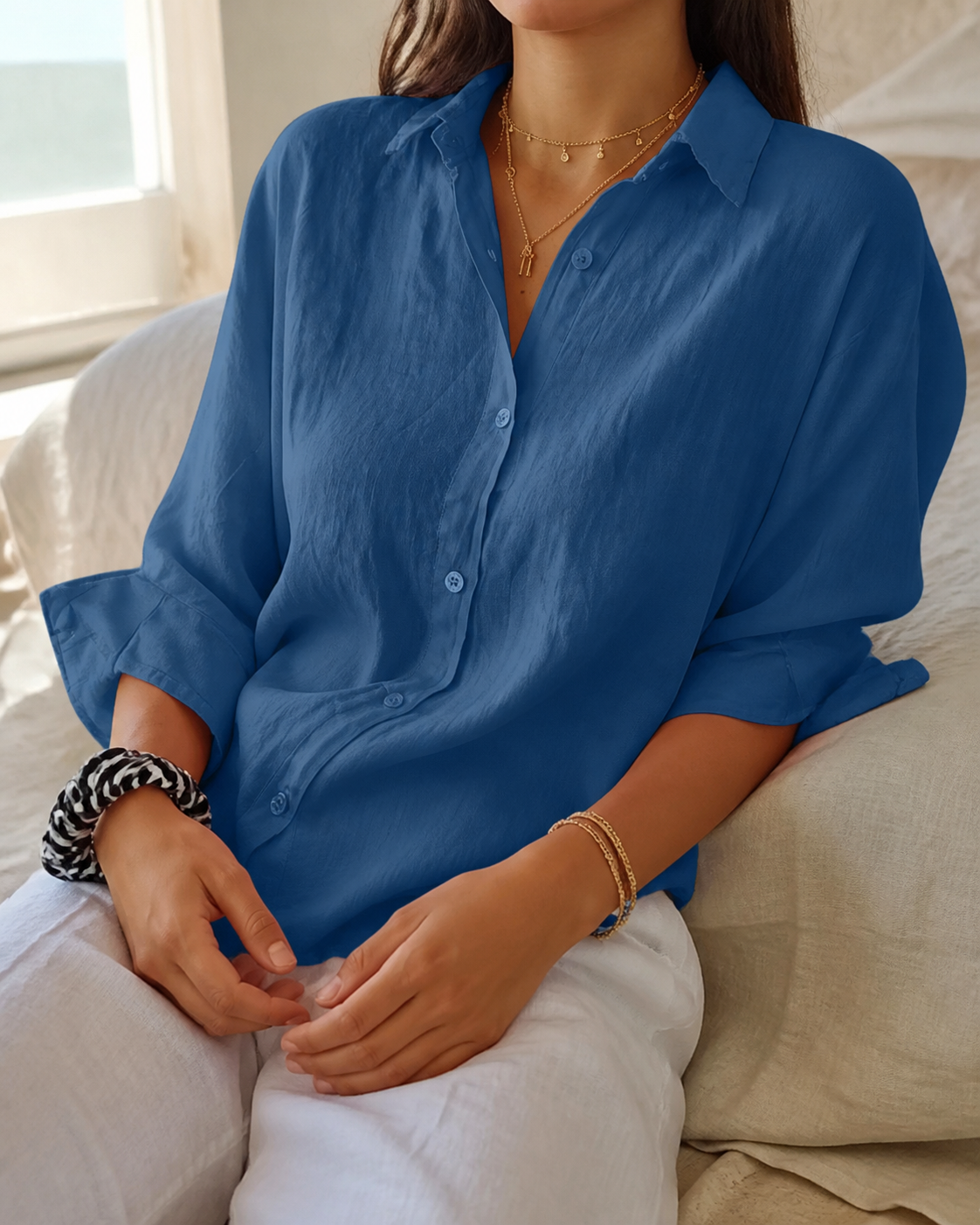 Frankie Long-Sleeve Shirt | Women's Relaxed Linen Button-Up Top