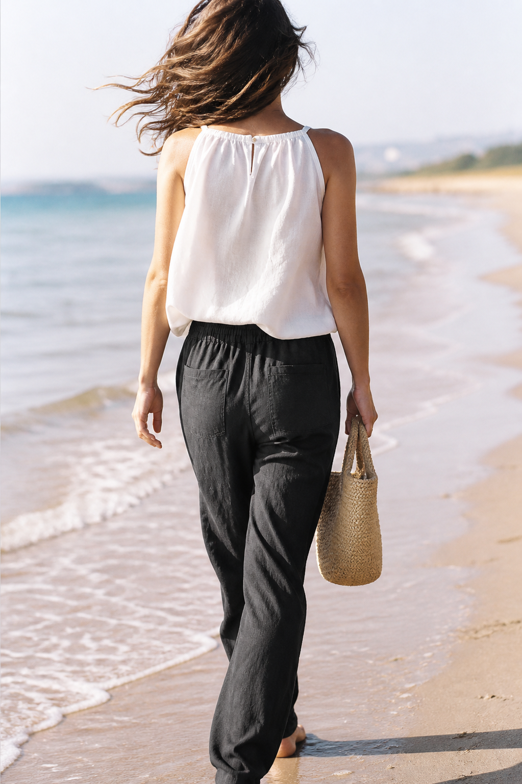 Della Drawstring Wide-Leg Pants | Women's Relaxed Linen Trousers