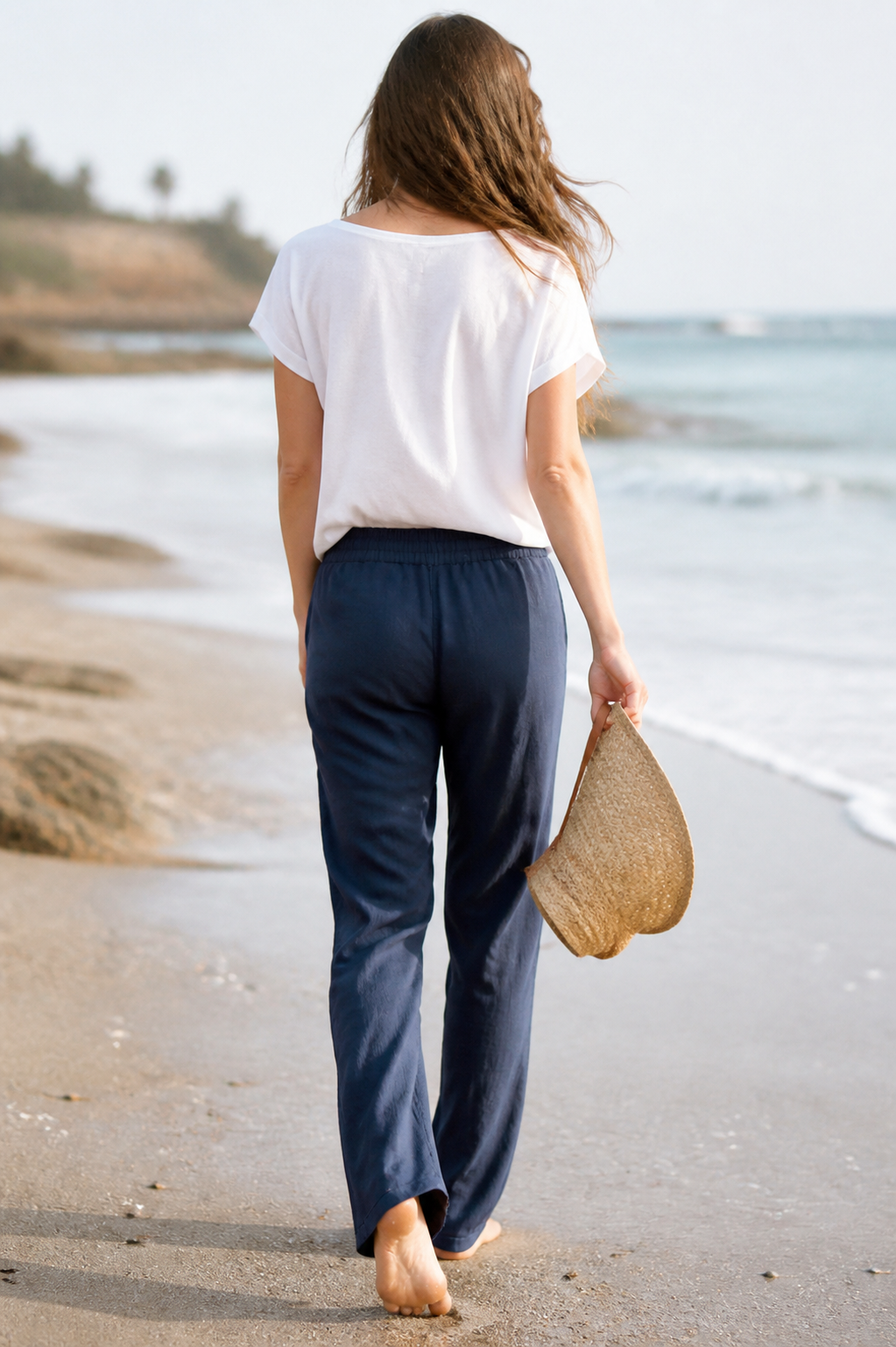 Della Drawstring Wide-Leg Pants | Women's Relaxed Linen Trousers